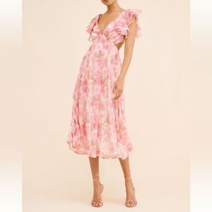Rachel Parcell for Anthropologie Pink Floral Midi Dress